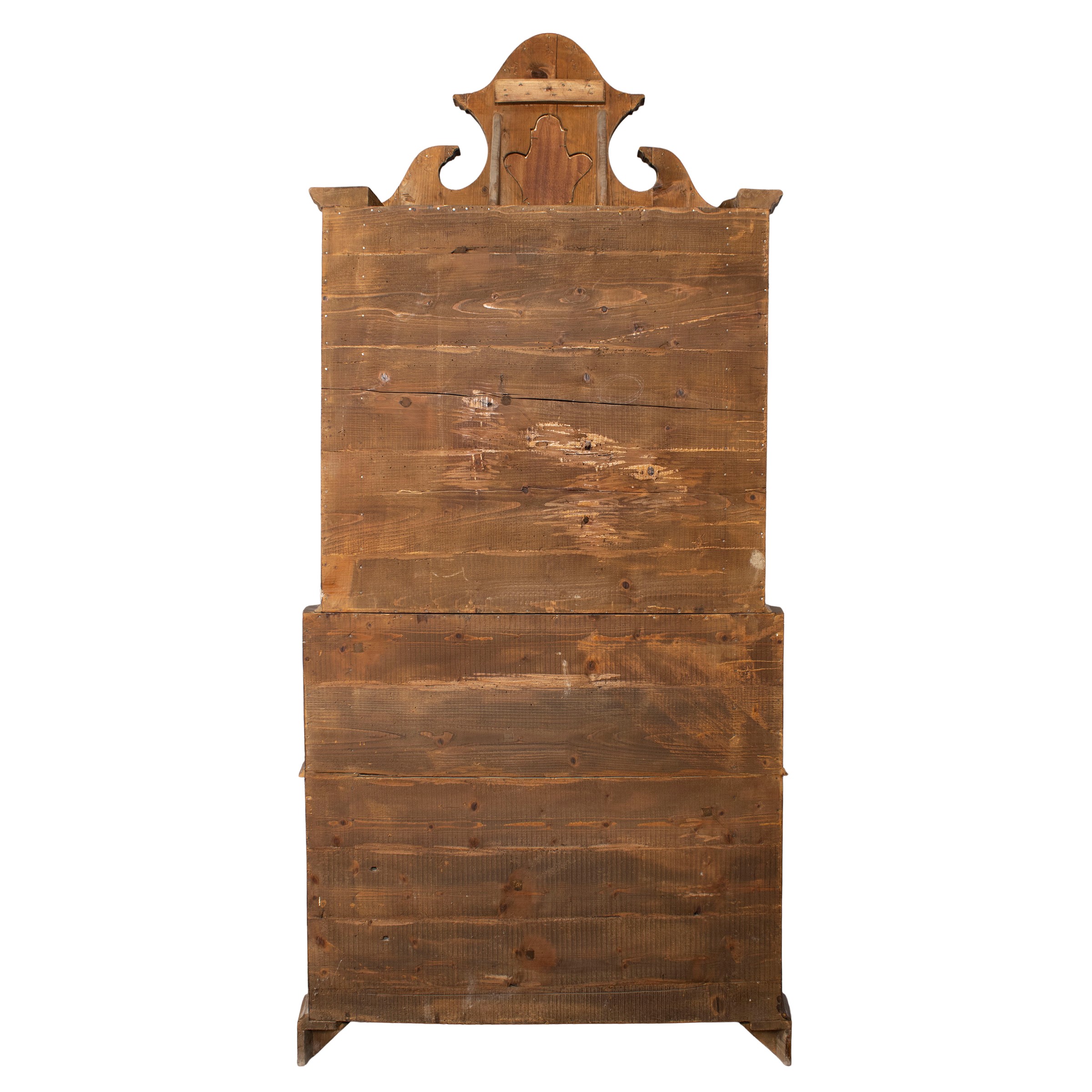 Trumeau in noce e radica di noce a due corpi