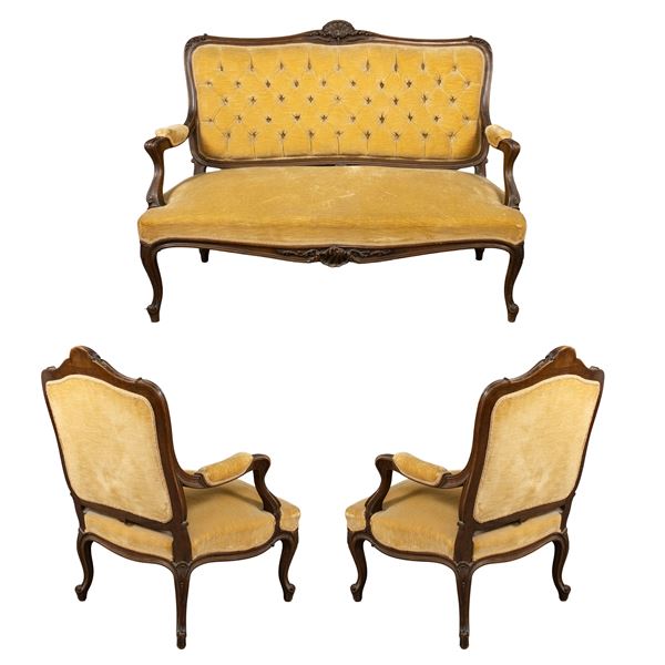 Carved wooden living room  (Italy, 19th-20th century)  - Auction Paintings, Furniture, Books and Sculptures Web Only - Colasanti Casa d'Aste