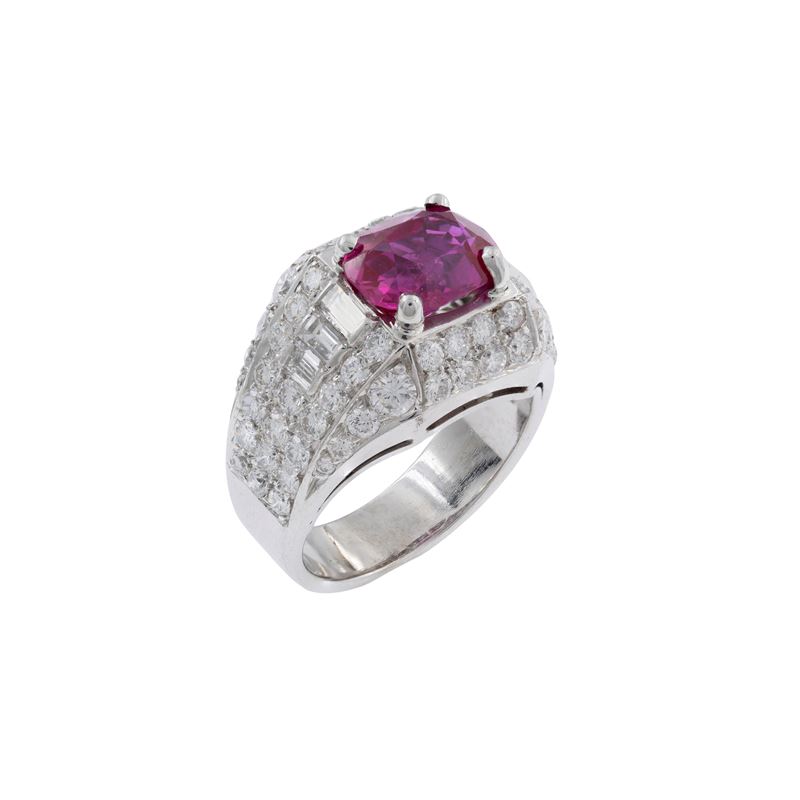 Bulgari anello a trombino con rubino Birmano naturale