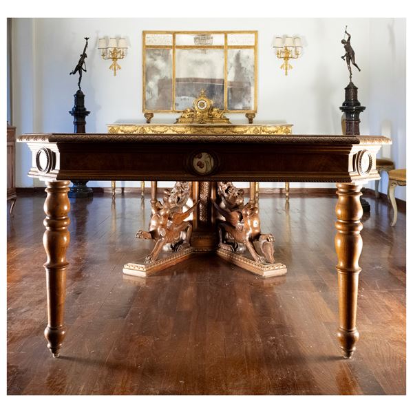 Large carved wooden table