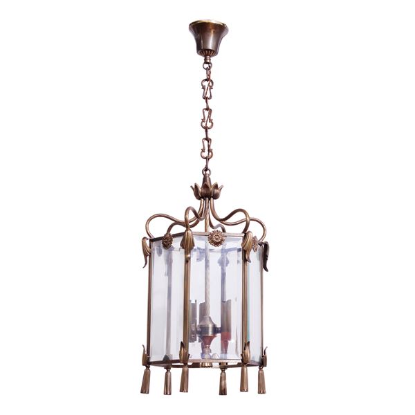 Brass and transparent mold glass three -light oil lamp