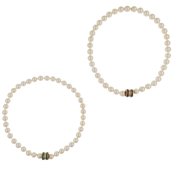Two strands of cultured pearls necklace
