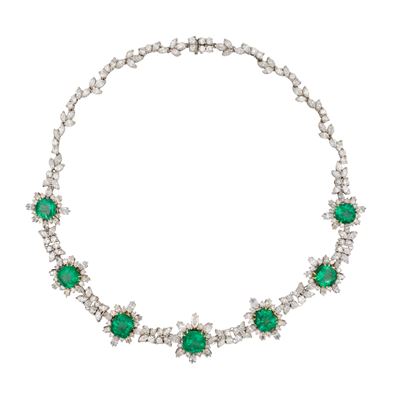 Importante Collana con Smeraldi Colombiani Naturali e Diamanti