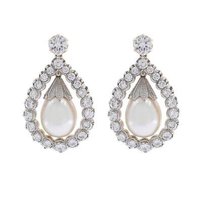 Orecchini Pendenti in Oro a Due Colori 18kt e Diamanti