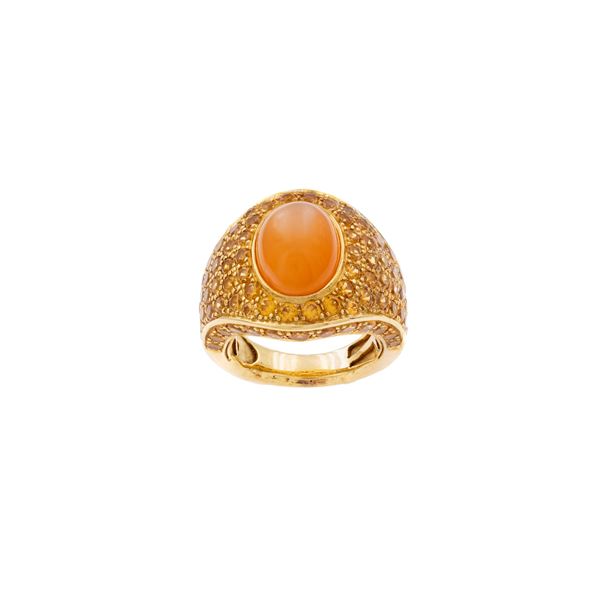 Roberto Coin anello in oro giallo 18kt e pietra di luna