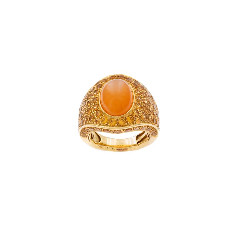 Roberto Coin Anello in Oro Giallo 18kt e Pietra di Luna