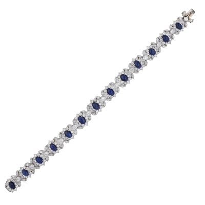 Bracciale in Platino Diamanti e Zaffiri Naturali