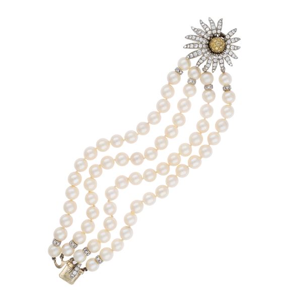 Bracciale a quattro fili di perle coltivate