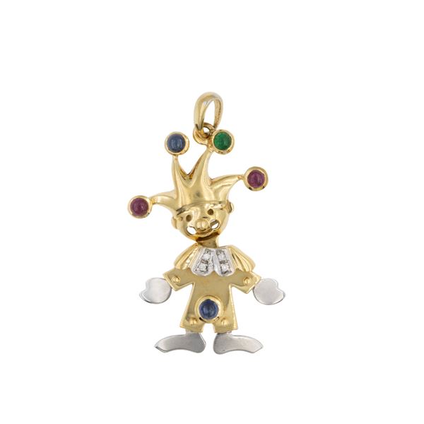 Pendente Jolly snodato in oro a due colori 18kt