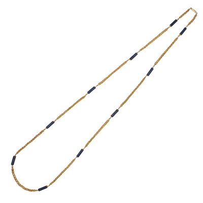 Lunga Collana in Oro Giallo 18kt e Lapislazzulo