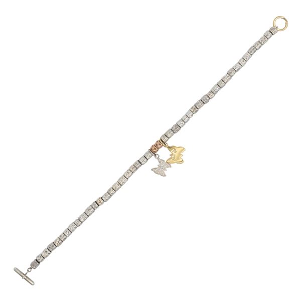 Dodo Pomellato pepite bracelet with two butterfly pendants