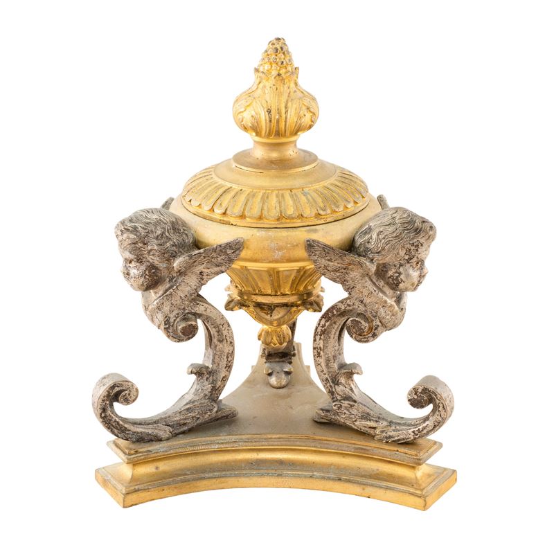 Porta Incenso in Bronzo Dorato e Brunito