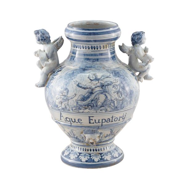 Vaso da farmacia in maiolica