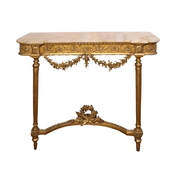 Console in legno intagliato e dorato