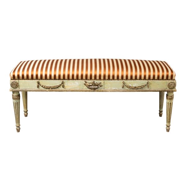 Lacquered and gilded wooden bench  (18th-19th century)  - Auction Old Master Paintings and Fine Art - Colasanti Casa d'Aste