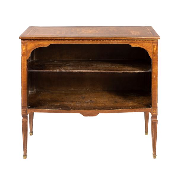 Inlaid and threaded wooden bookcase