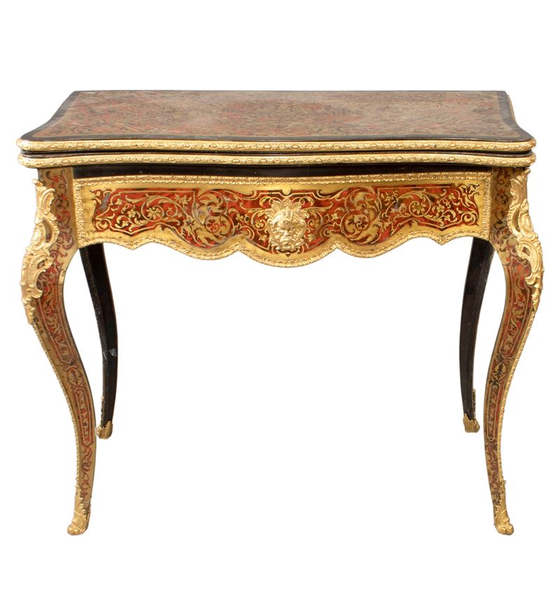 Tavolo da Gioco in Legno e Bronzo Dorato