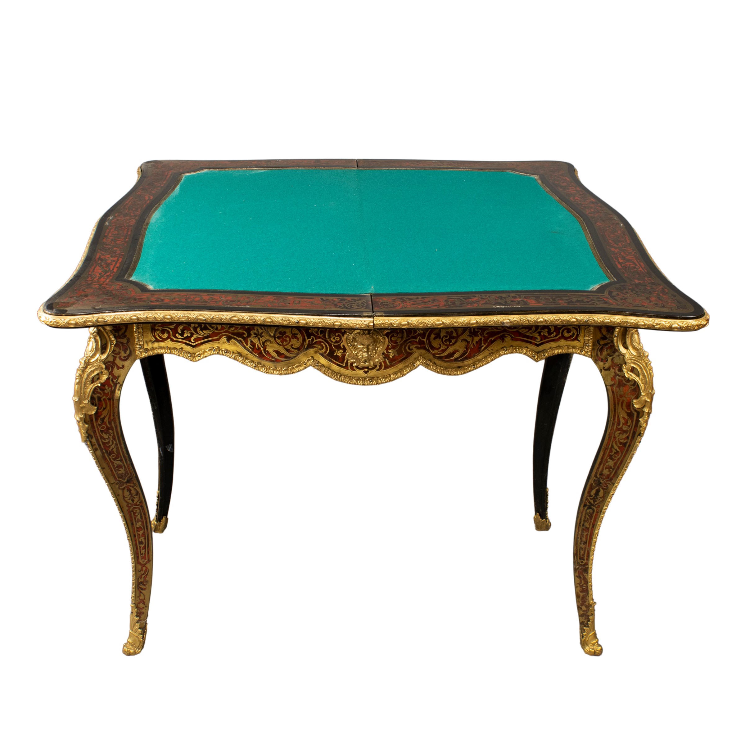 Tavolo da Gioco in Legno e Bronzo Dorato