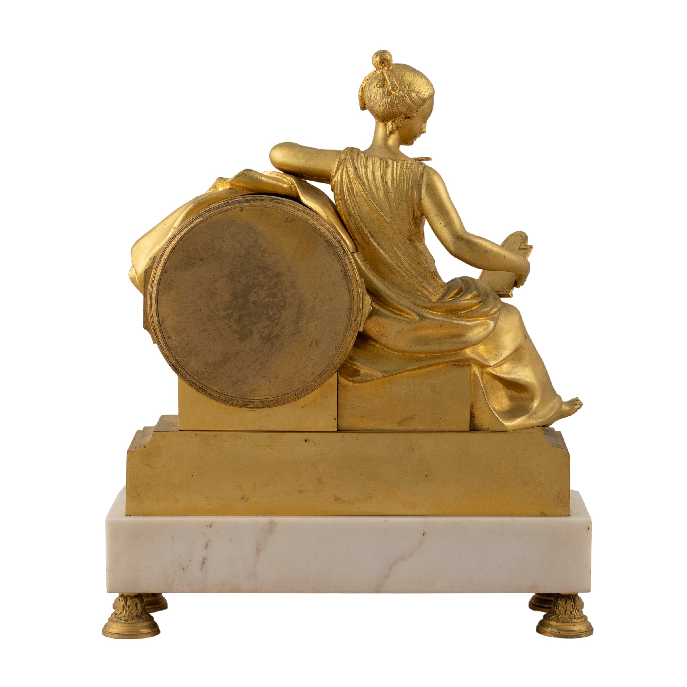 Orologio a pendolo da tavolo in bronzo dorato