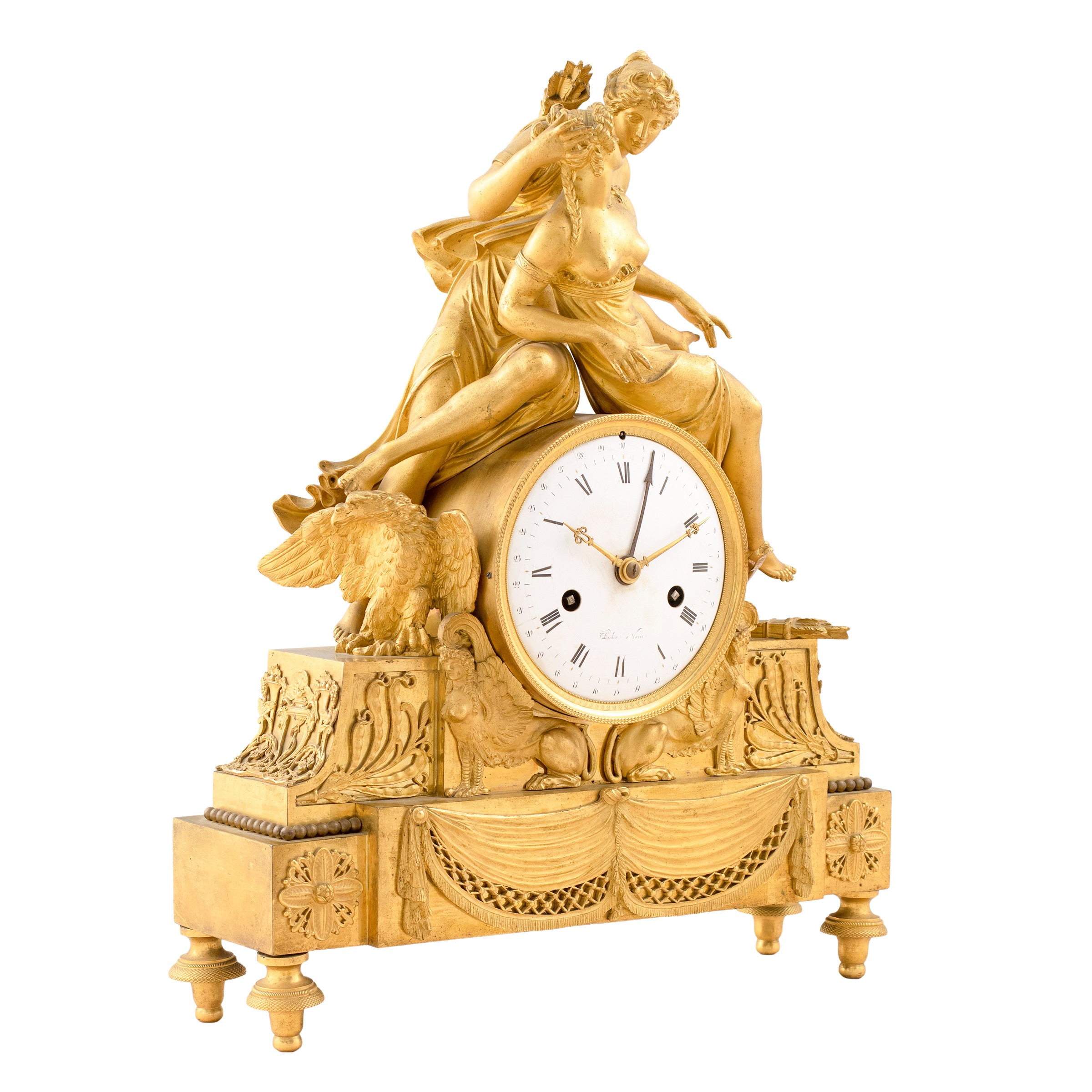 Orologio a Pendolo da Tavolo in Bronzo Dorato