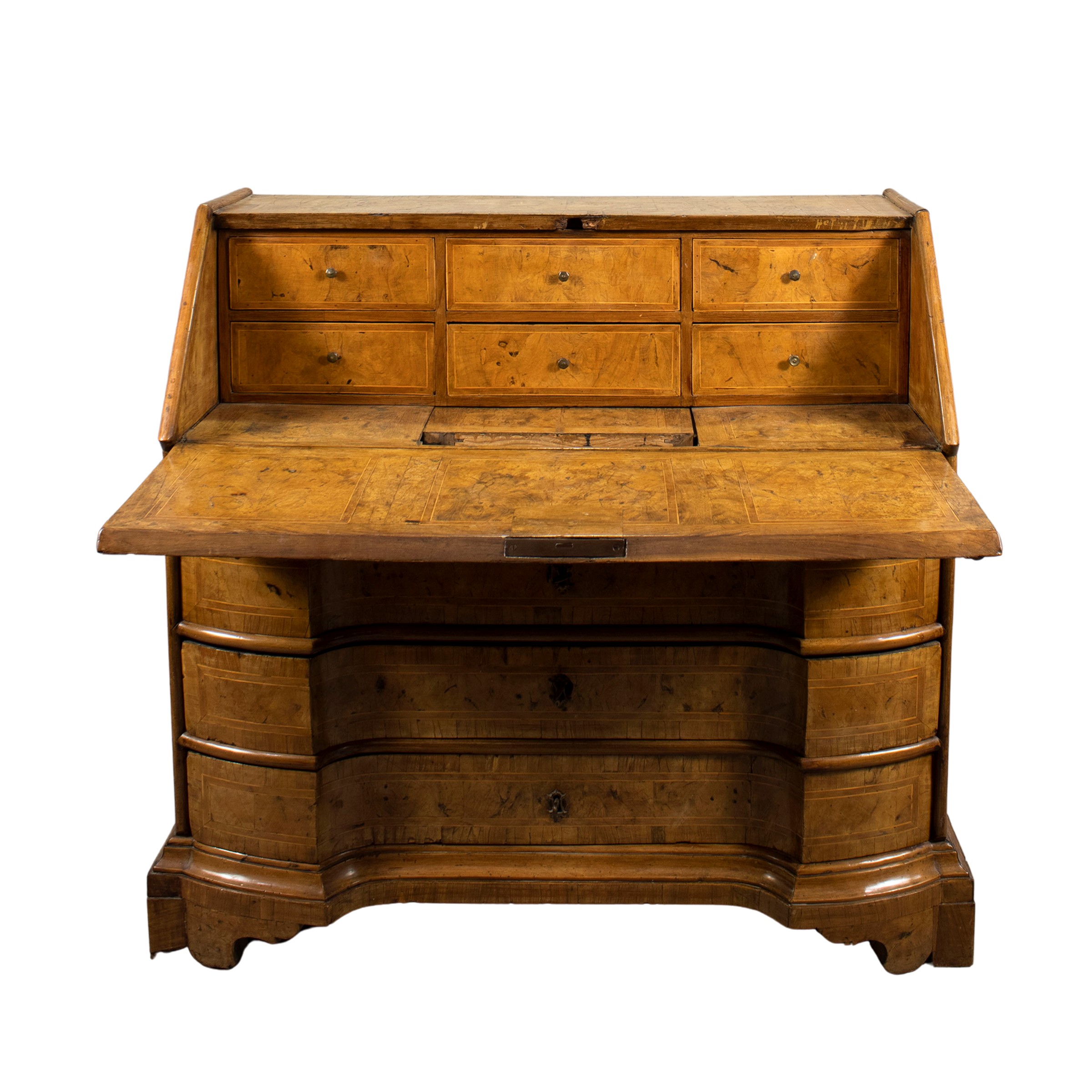 Ribalta lastronata in noce con intarsi filettati