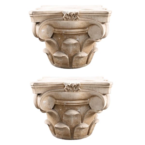 Pair of marble capitals