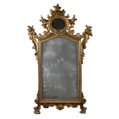 Specchiera in Legno Dorato ed Intagliato