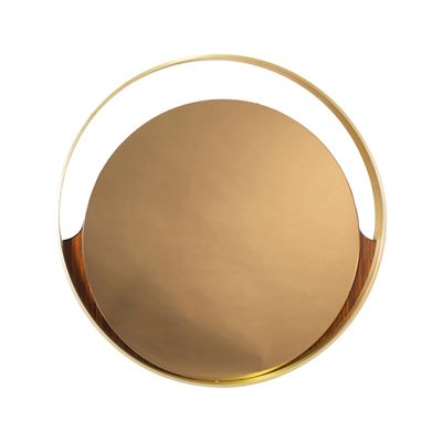 Manifattura italiana, Specchio da parete in ottone, ABS e vetro specchiato, d. 80 cm, anni '70