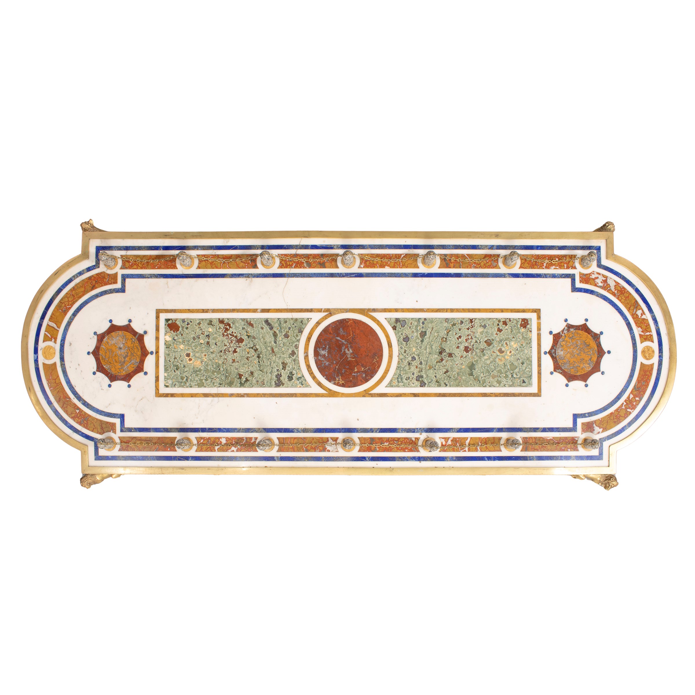 Surtout De Table in Marmo Policromo e Bronzo Dorato