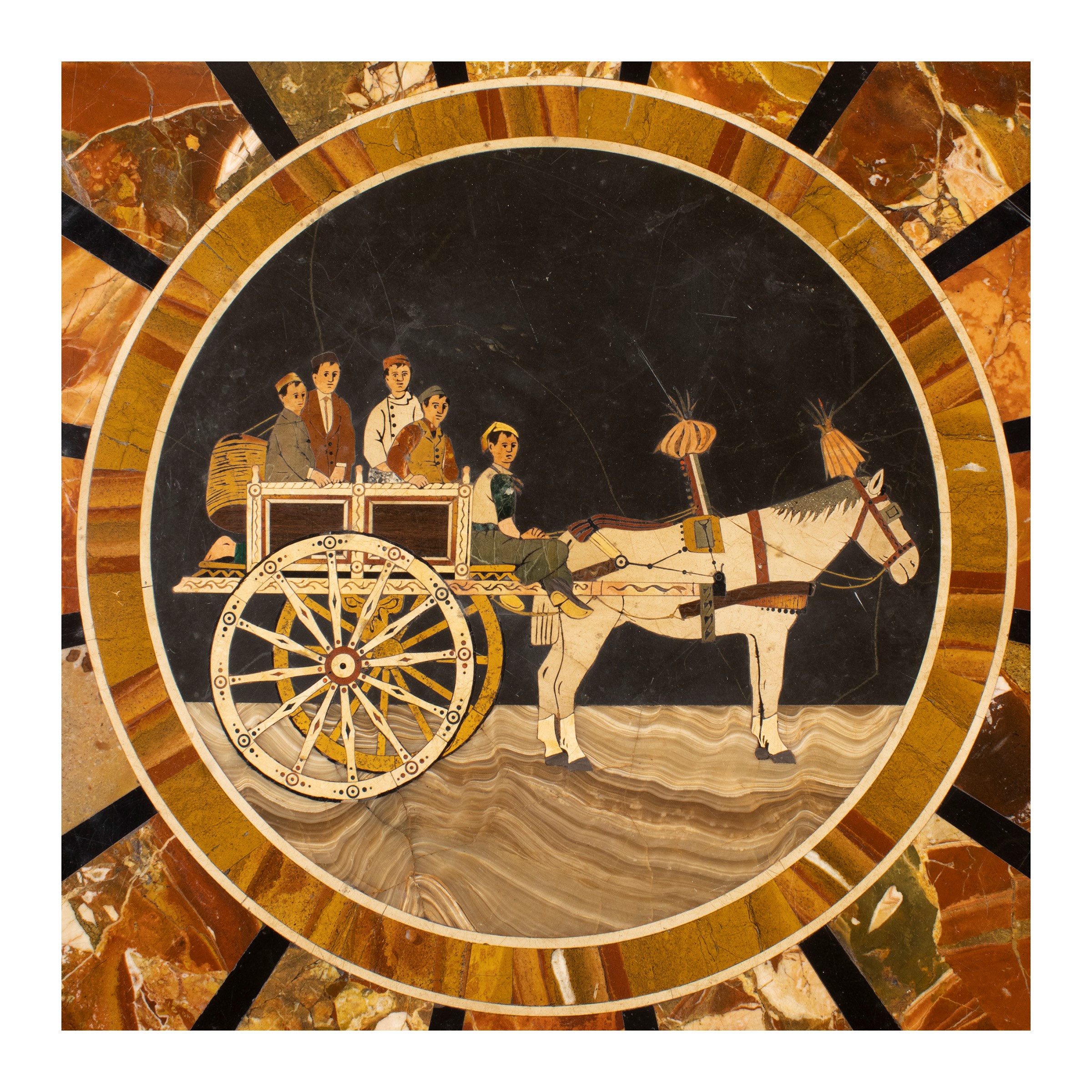 Tavolino da Centro con Piano in Scagliola Policroma