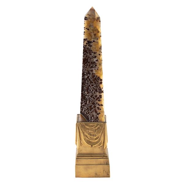 Obelisco in alabastro listato  (XIX - XX Sec.)  - Asta Dipinti Antichi e Fine Art - Colasanti Casa d'Aste