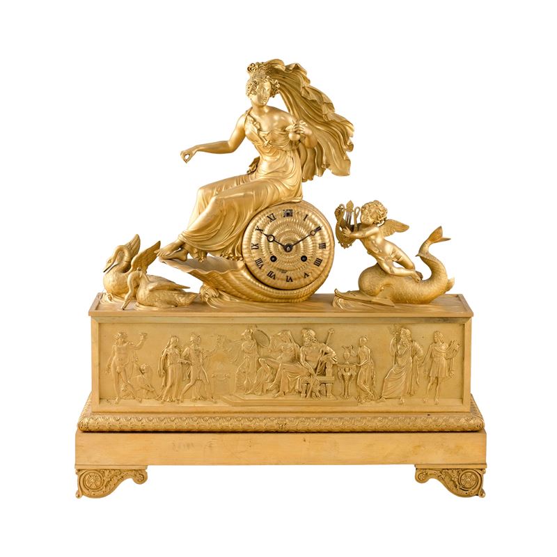Orologio a Pendolo da Tavolo in Bronzo Dorato