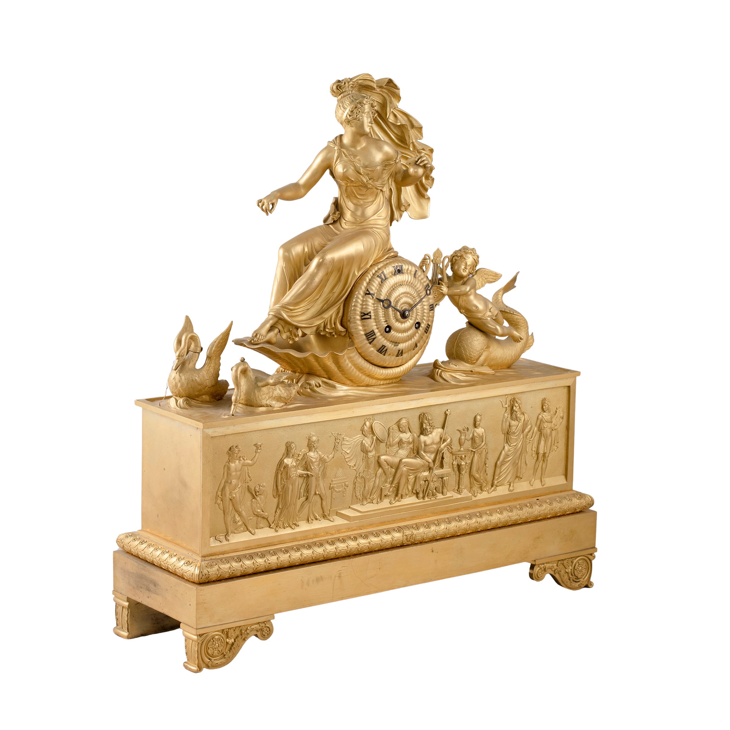 Orologio a Pendolo da Tavolo in Bronzo Dorato