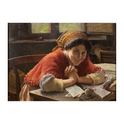 Arturo Ricci, La buona novella, olio su tela
