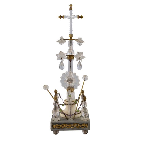 Crystal, golden bronze and marble crucifix  (Central Europe 19th-20th century)  - Auction Old Master Paintings and Fine Art - Colasanti Casa d'Aste
