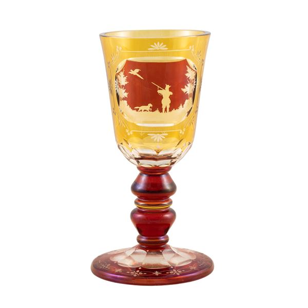 Large glass chalice in Cammeo engraved  (Bohemia, 19th-20th century)  - Auction Old Master Paintings and Fine Art - Colasanti Casa d'Aste