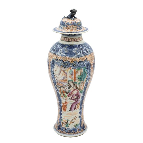 Polychrome porcelain potiche
