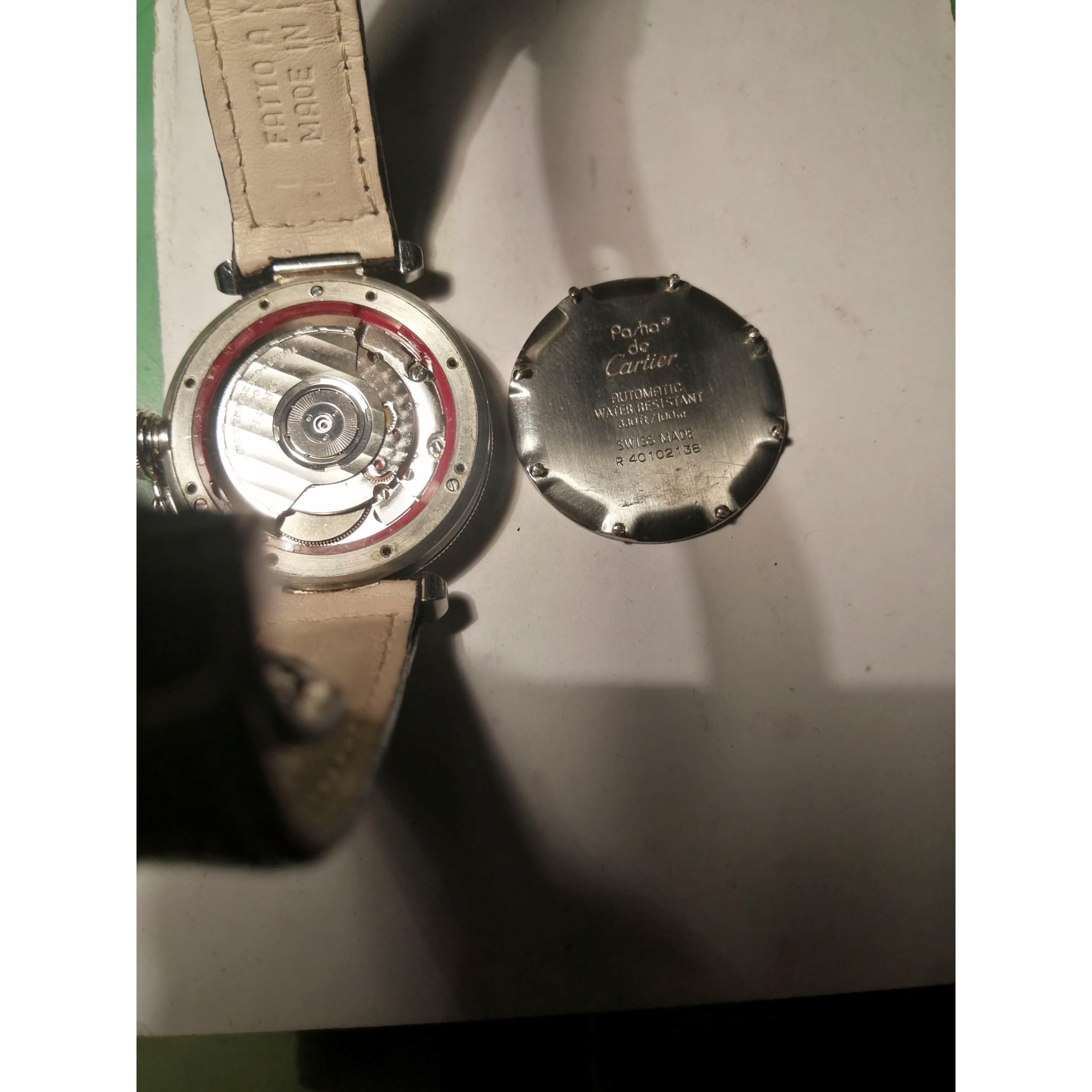 Cartier - Orologio da polso Pasha in acciaio con quadrante crema