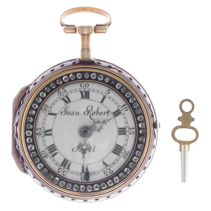 Orologio a monachina in oro giallo 18kt con miniatura in smalto policromo