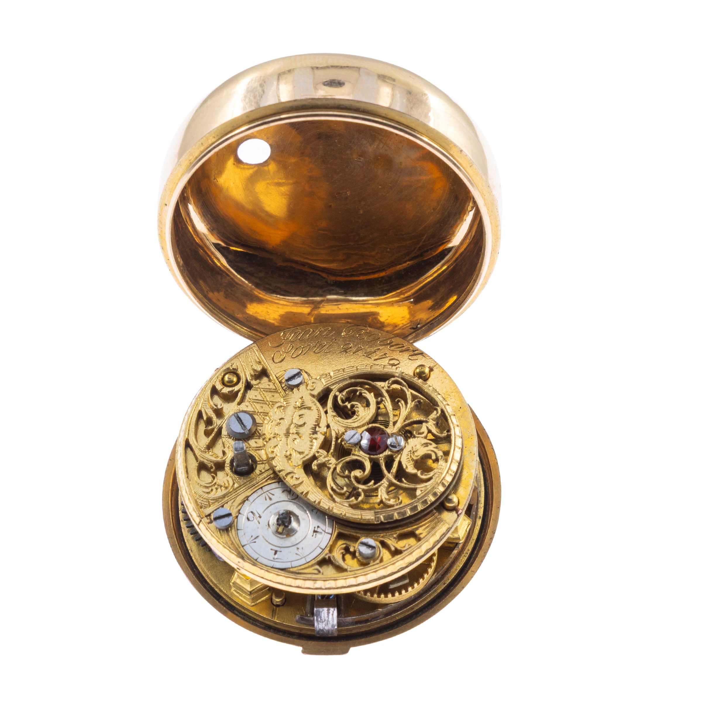 Orologio a monachina in oro giallo 18kt con miniatura in smalto policromo