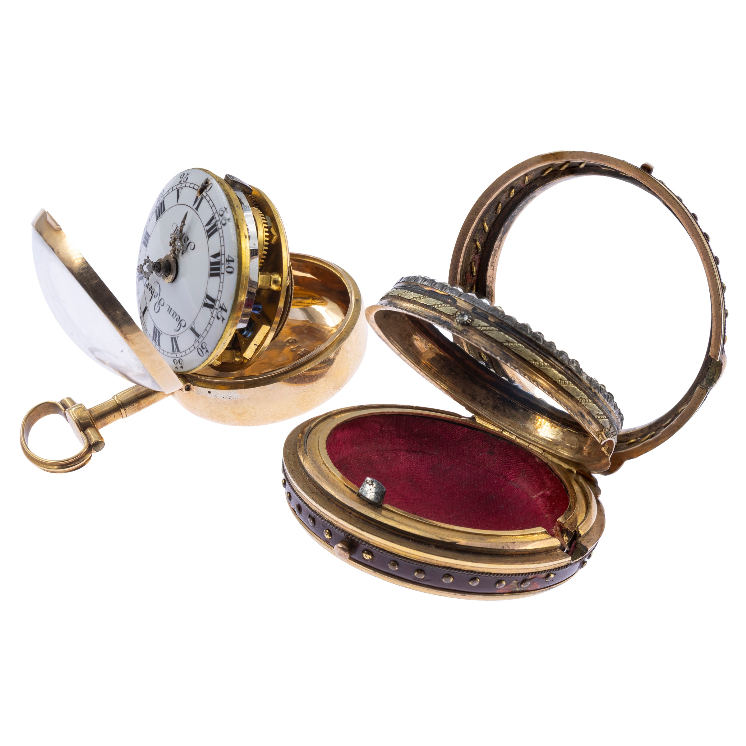 Orologio a monachina in oro giallo 18kt con miniatura in smalto policromo