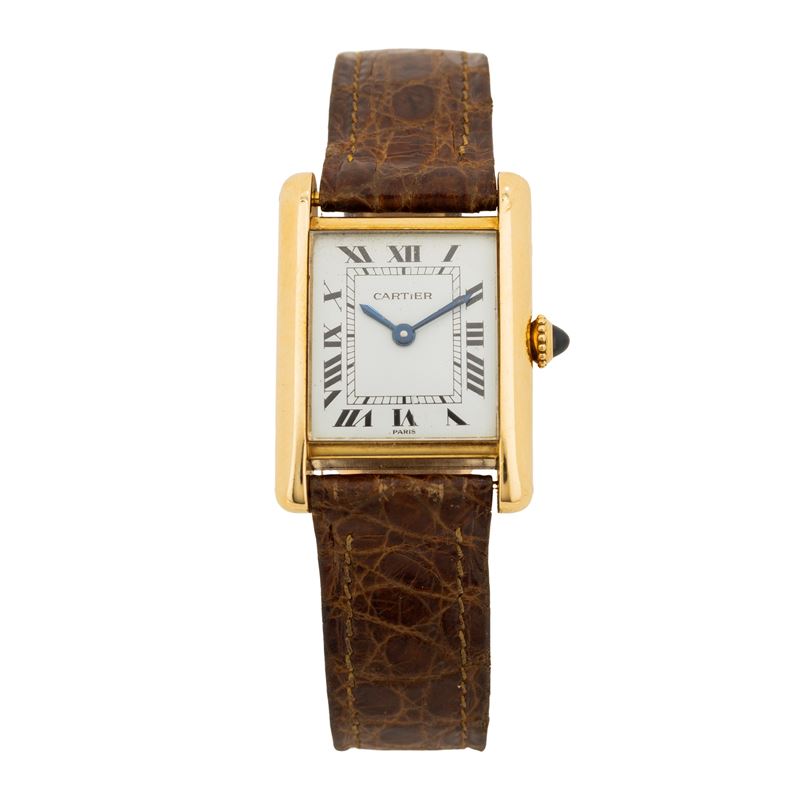 Cartier - Orologio da donna in oro giallo 18 kt con cassa rettangolare