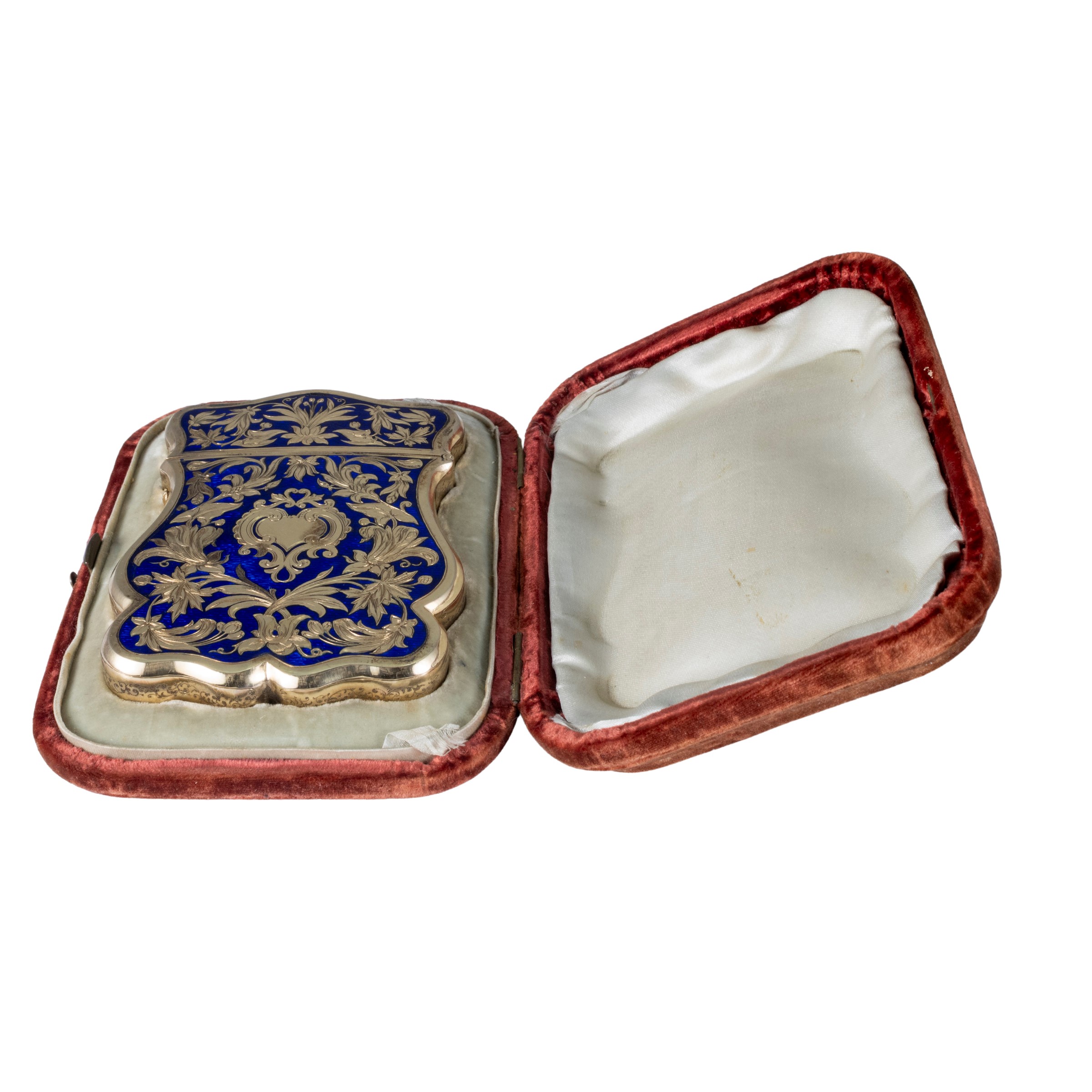 Scatola in oro giallo 12kt con smalto blu, inizio XX Sec.