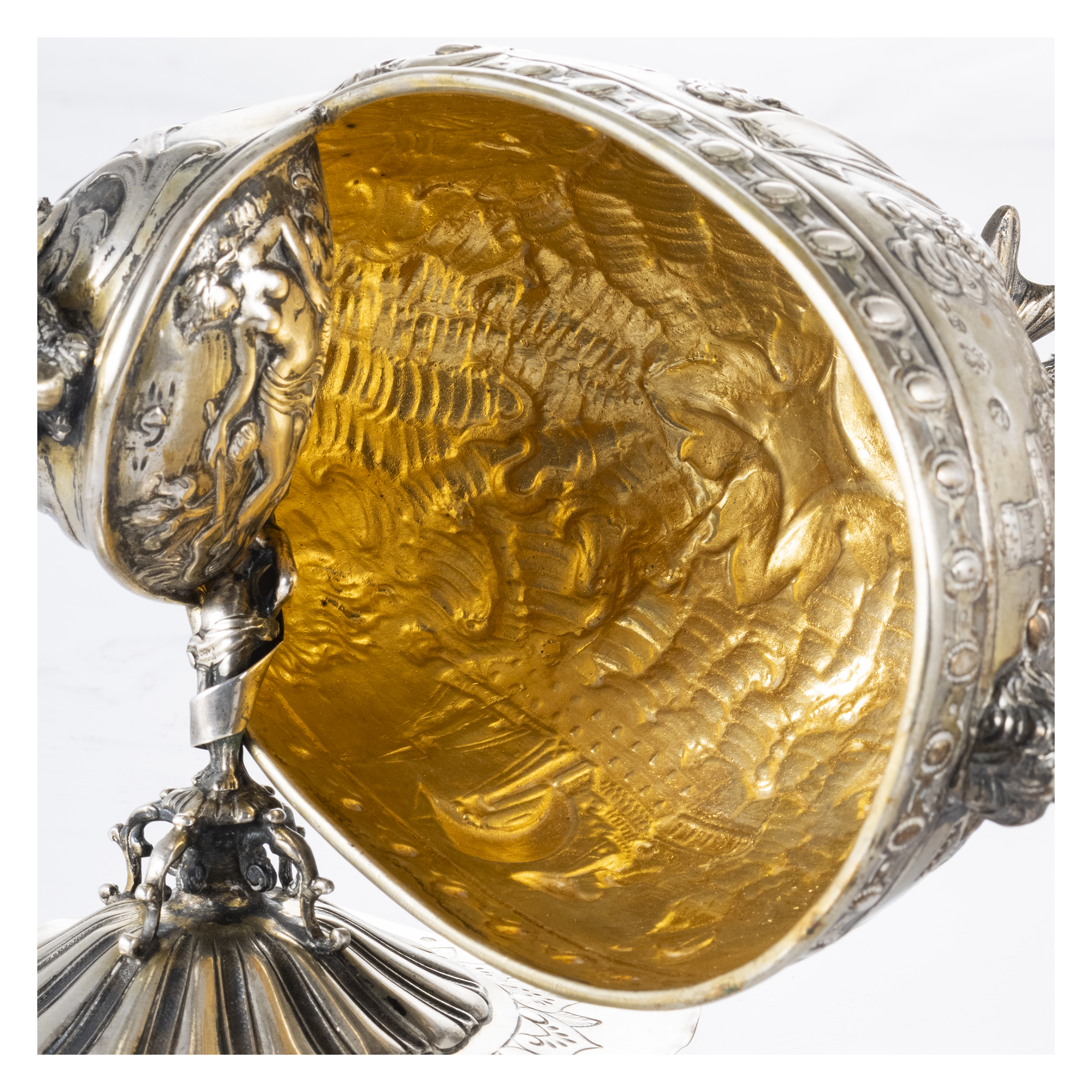 Coppa Nautilus con Coperchio in Argento, Argentiere Jeremias Ritter