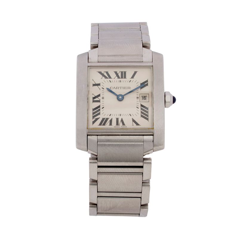 Cartier - Tank Française orologio da polso in acciaio