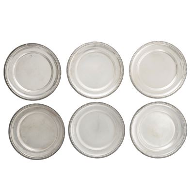 Set di Sei Piattini da Dessert in Argento