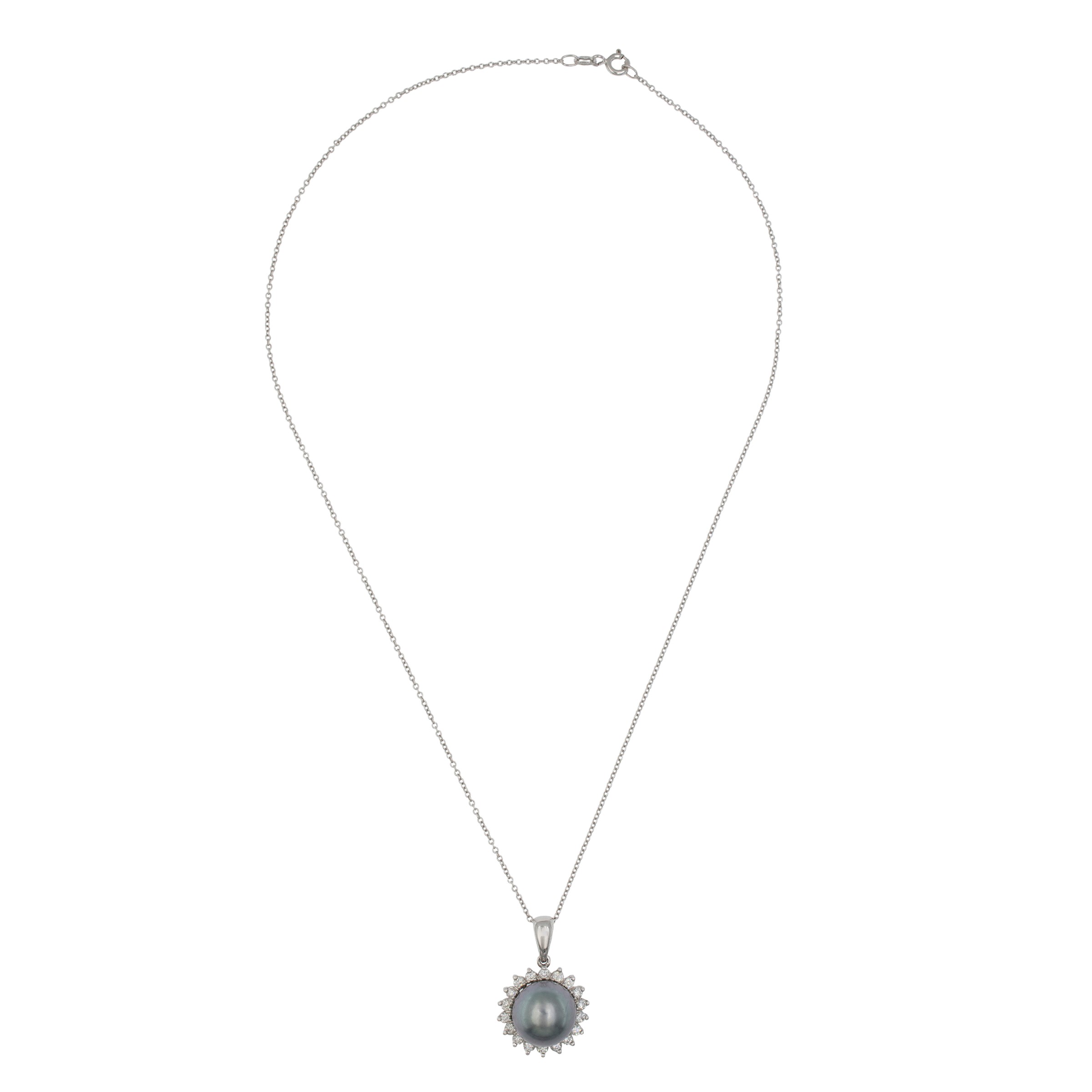 Collana in oro bianco 18kt con perla Tahiti pendente