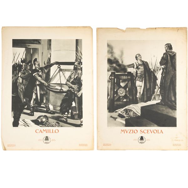 * Manifesti Gesta - Eroi - Esempi  (Roma, anni '30)  - Asta Manifesti d'Autore ed Opere del XX Secolo Web Only - Colasanti Casa d'Aste