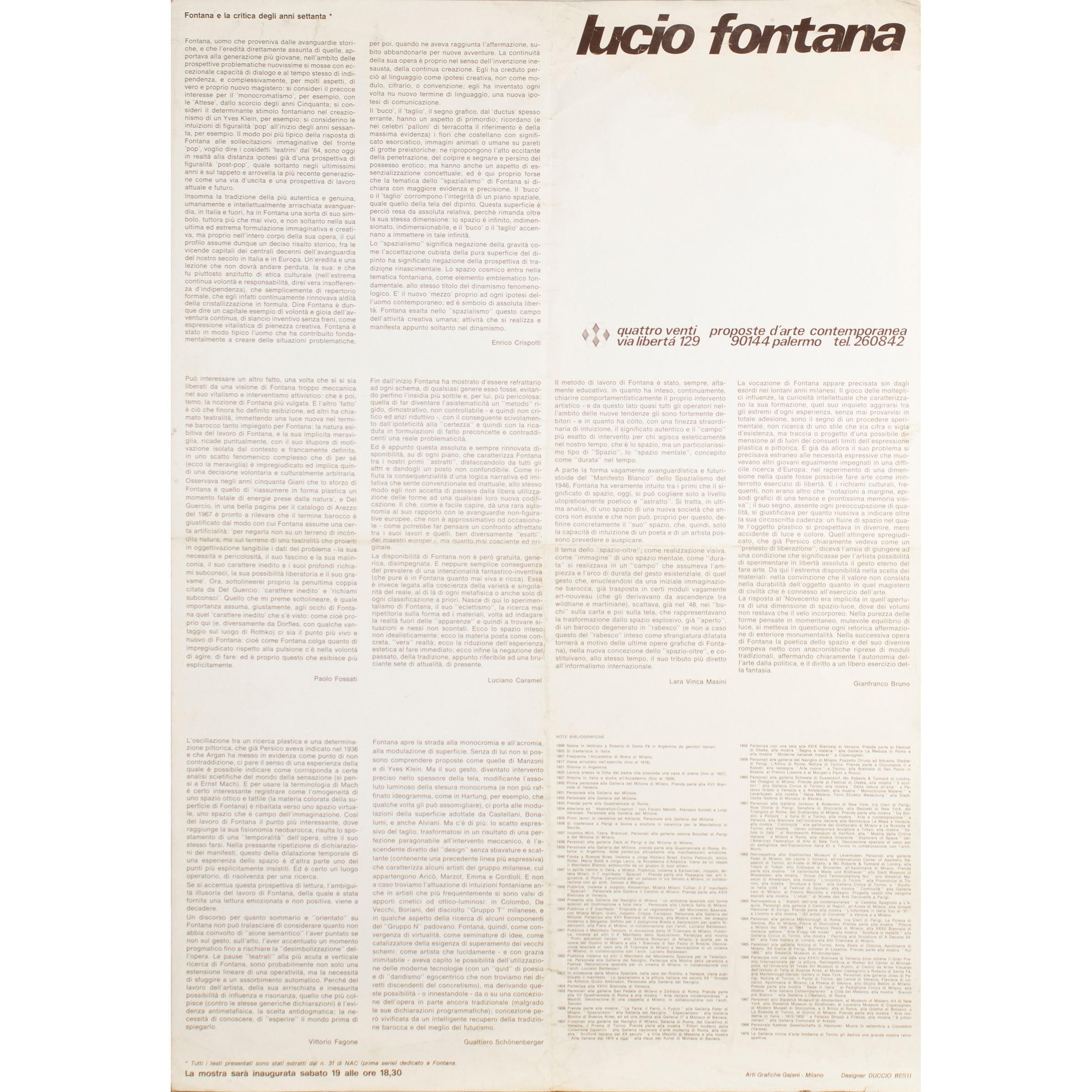 Manifesto "Lucio Fontana"