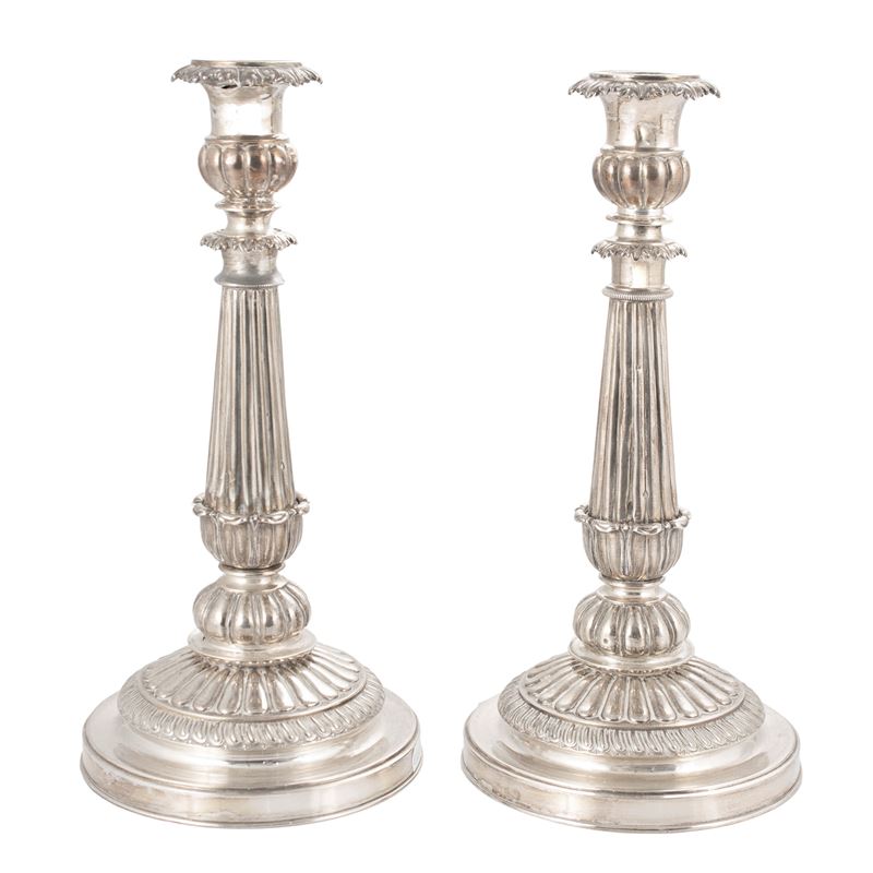 Coppia di Candelieri in Argento